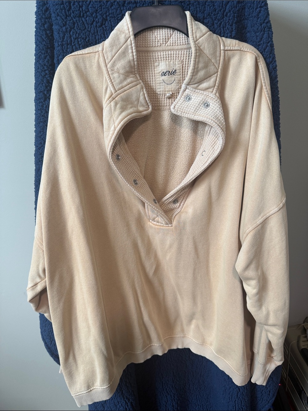 aerie Beige Snap-Front Pullover Hoodie